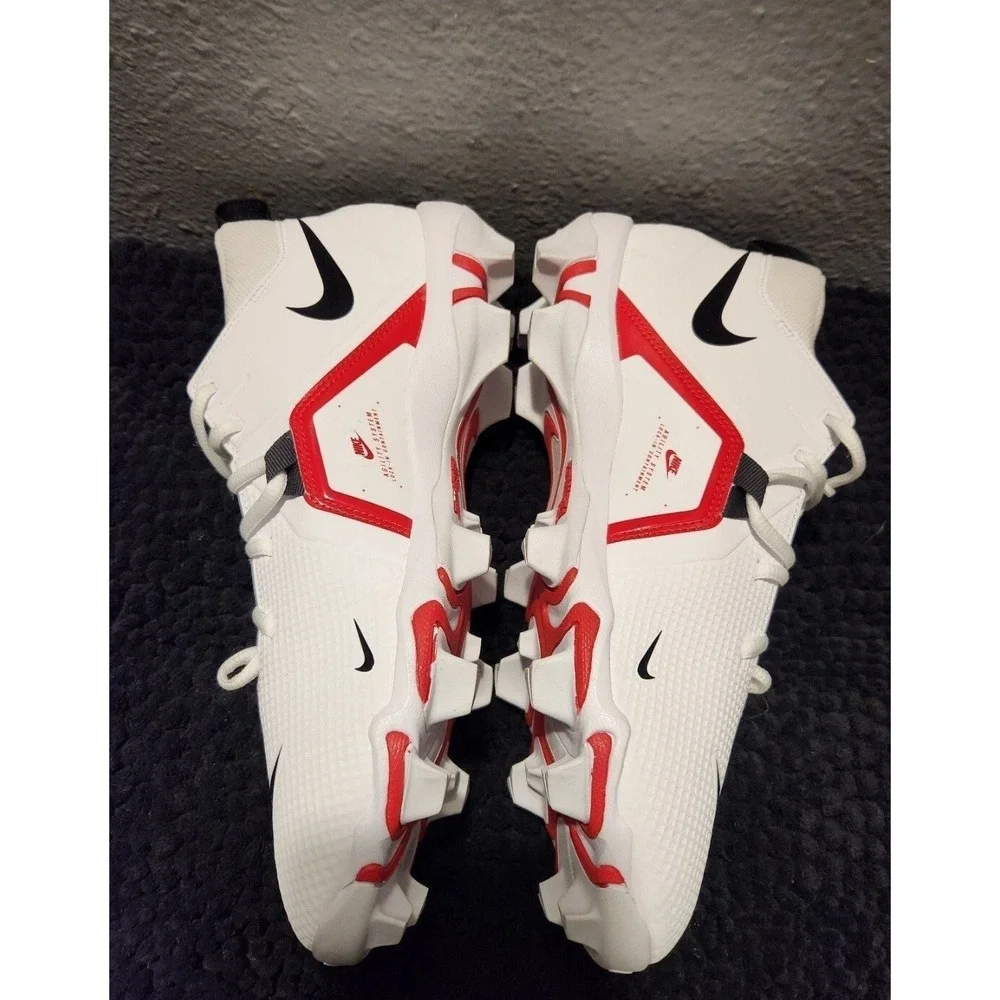 NIKE ALPHA MENACE Men's Football Cleats Sz 11.5 White w/Black, Red